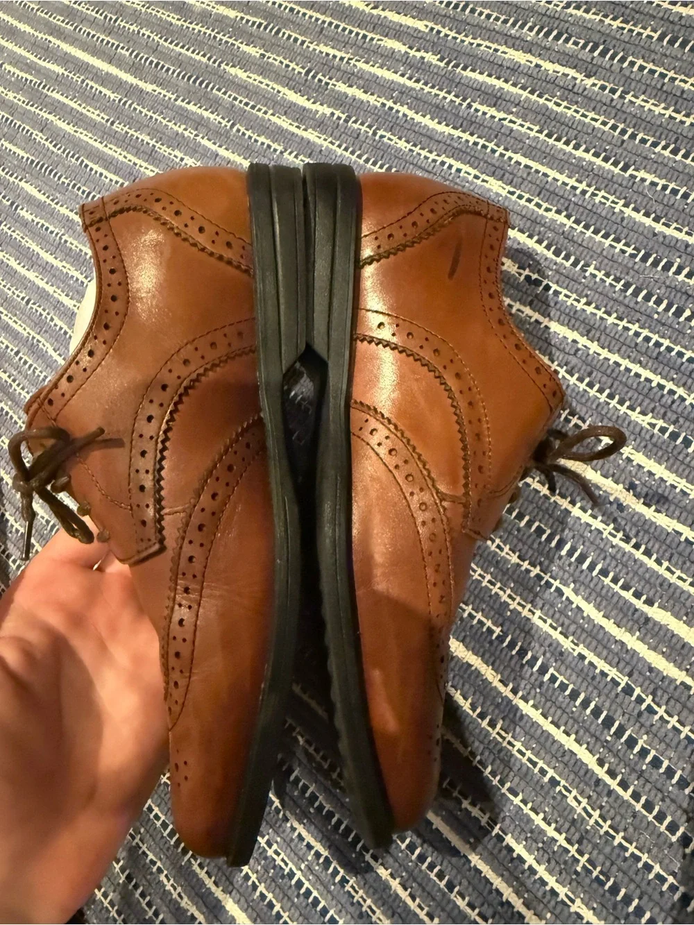 Florsheim Cognac Leather Wingtip Derby Oxfords for little kids